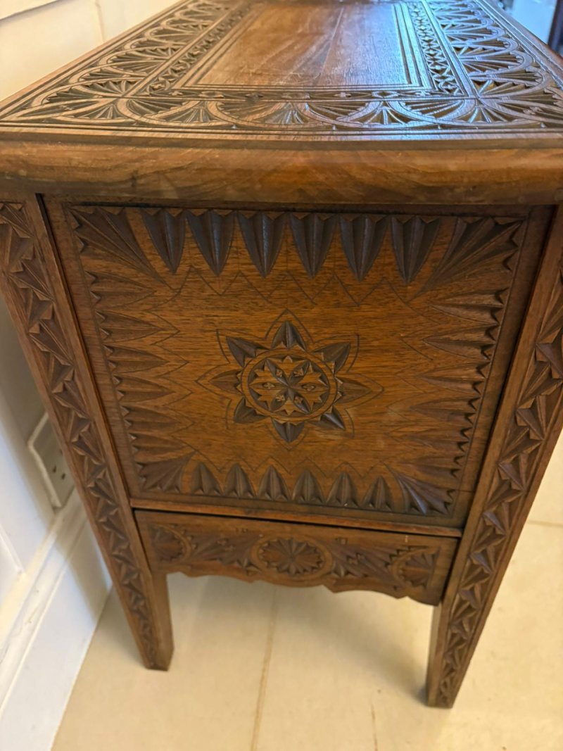 Antique Quality Hand-Carved Oak Marriage /Dowry Chest